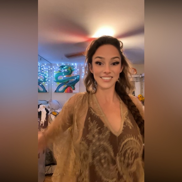 Brown and Gold Sheer Cover Up - Picture 3 of 14